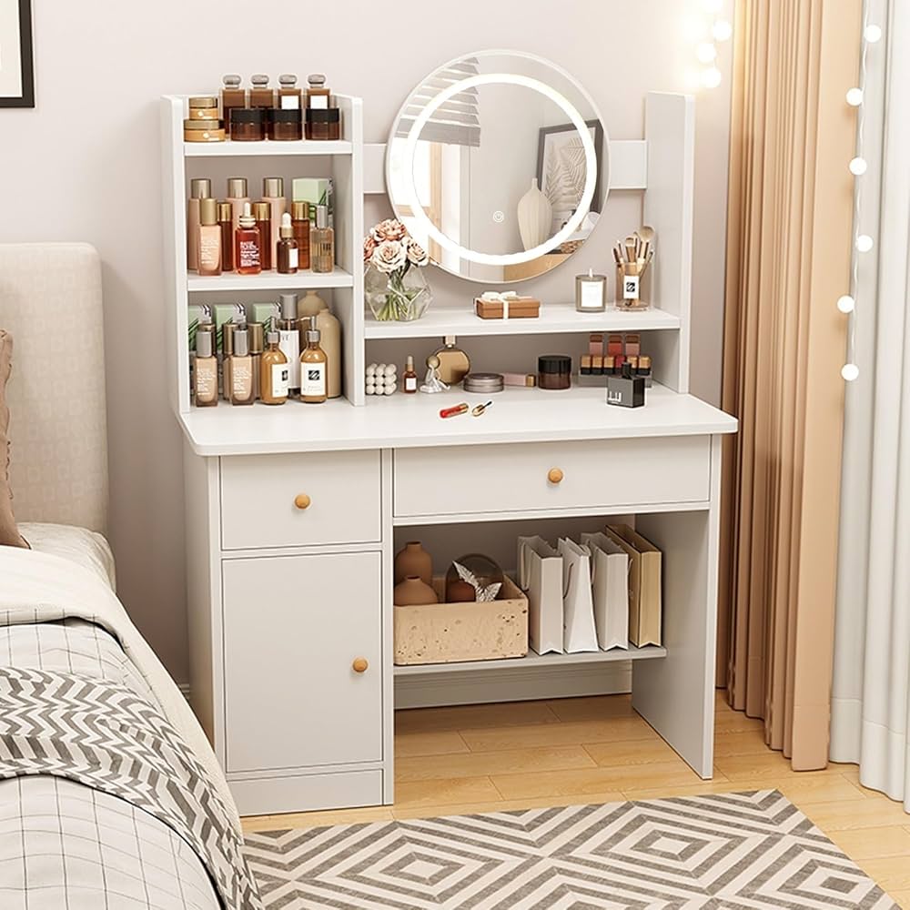 化粧台 化粧室 DRESSING TABLE WITH LIGHTS Makeup Vanity Desk Dressing Table with Mirror Touch Screen